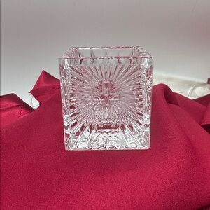 Waterford Crystal 2000 AD Christianity Cube Votive Holder;  2.5” wide X 3” tall